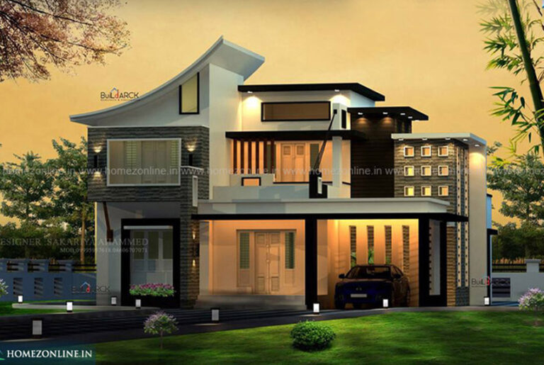 Modern flat roof home with beautiful exterior