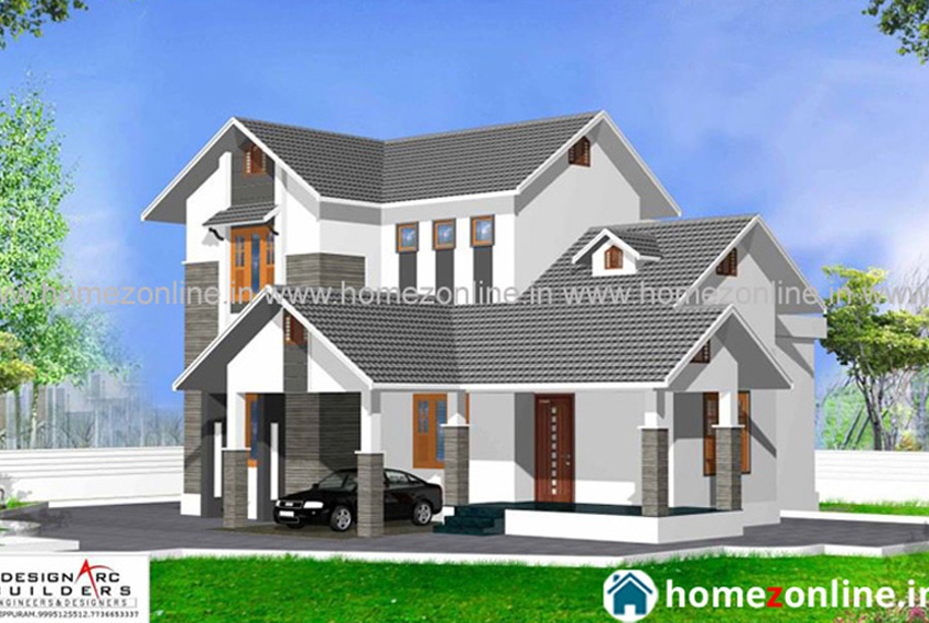 2000 Sq Ft beautiful home design on a stunning roof design