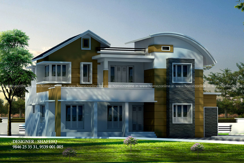 2600 sq-ft 4 BHK mixed roof house