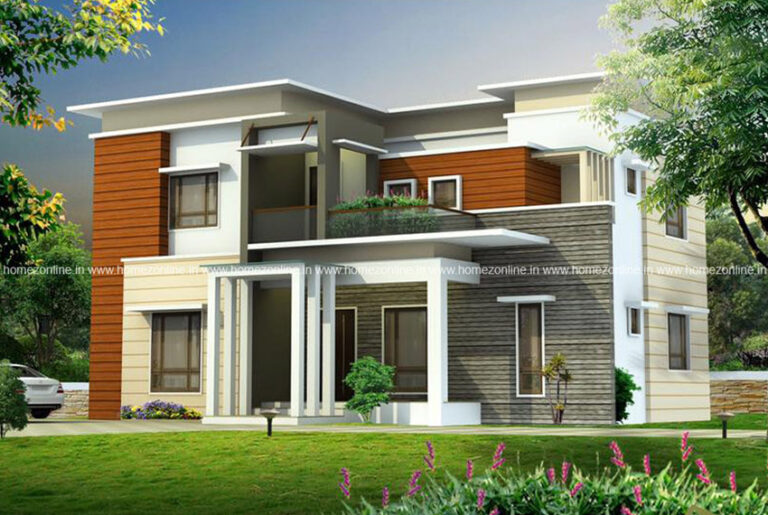 Decorative flat roof home