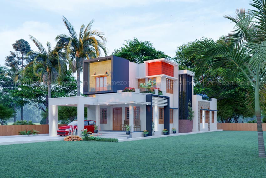Duplex home with artistry exterior design