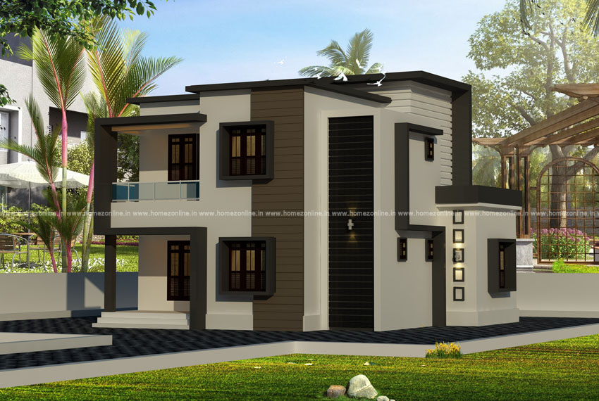 Two-storey-house-elevation-in-a-flat-roof-design