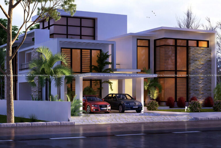 beautiful double story home with awesome flat roof