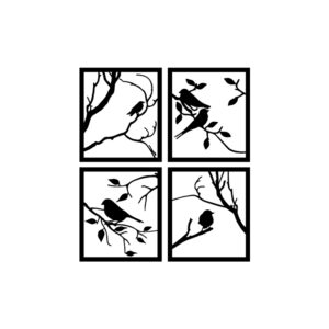 Birds 4 pcs metal wall decor for living, hall and bedroom