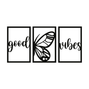 Good vibes 3 pcs metal wall decor for living, hall and bedroom