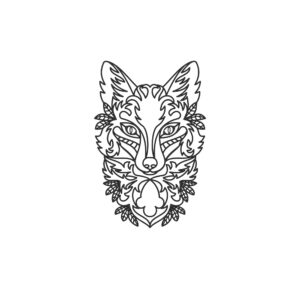 Metal fox face line art for living,hall and bedroom