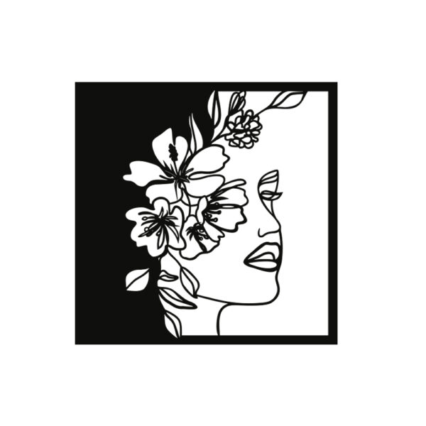 Women face and flowers metal wall art for living, hall and bedroom